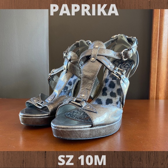 GUNMETAL GRAY PATIN LEATHER STILETTOS - SZ 10M - Picture 1 of 6